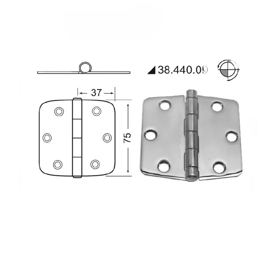 CERNIERA INOX 74X75MM