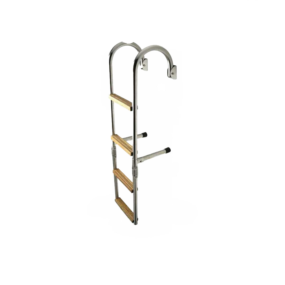 SCALETTA PASSAMANO 5 GRADINI INOX/LEGNO